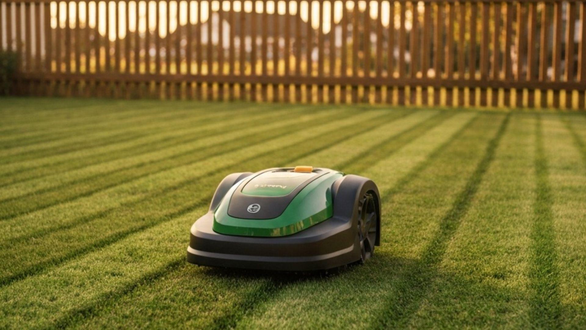 Bosch Indego robotgressklipper med systematiske klippespor på norsk plen
